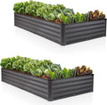 Plant &amp Plot Galvanized Raised Garden Beds Outdoor // 8×4×1 ft (2-Pack) Planter Raised Beds for Gardening Vegetables Flowers // Large Metal Garden Box // Patented Tool-Free Design (Dark Gray)