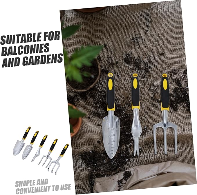 TOYANDONA 1set Ergonomic Gardening Tool Set Comfortable Grip Includes Hand Trowel Garden Spade and Cultivator for Planting and Transplanting Balconies and Gardens