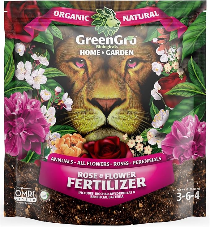 GreenGro Rose &amp Flower Fertilizer - Outdoor &amp Indoor Plant Food for Bigger Blooms/Organic Fertilizer &amp Flower Food for Roses Orchids Tulips Marigolds &amp More/Essential Plant Nutrien