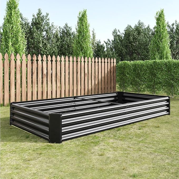 Raised Garden Bed 7.6x3.7x0.98ft Galvanized Raised Garden Bed Kit Outdoor Metal Planter Box Steel Large Deep Root Planter Box for Vegetables Flowers Herbs