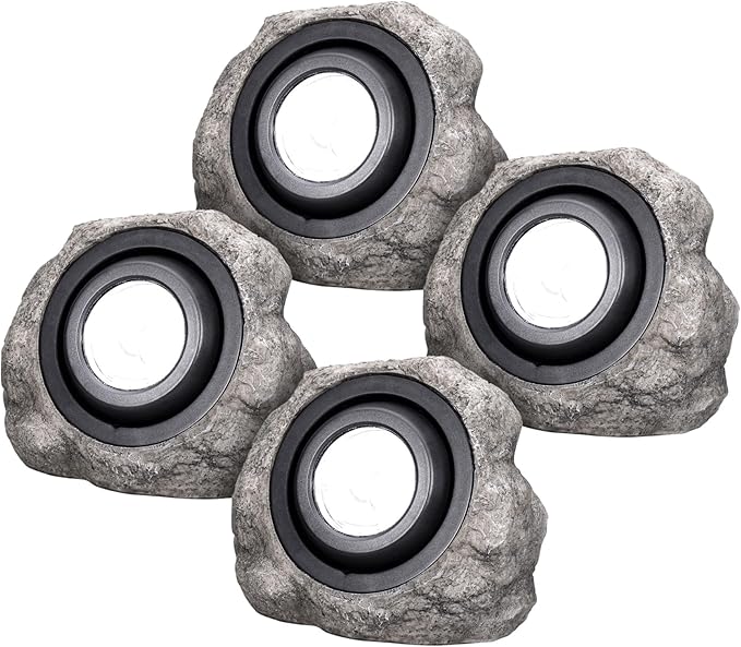 Koda 4-Pack Solar LED Rock Spotlights Adjustable and Weather-Resistant Dual Color Temperature Natural Blend with Outdoor Landscape Safety Night Lighting