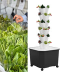 6/8/10/12 Layers Garden Hydroponic Growing Sys-tem Vertical Tower with Pump and Movable Water Tank - Vegetable Plant Tower Present for Gardening LoverWhite-12LAYERS