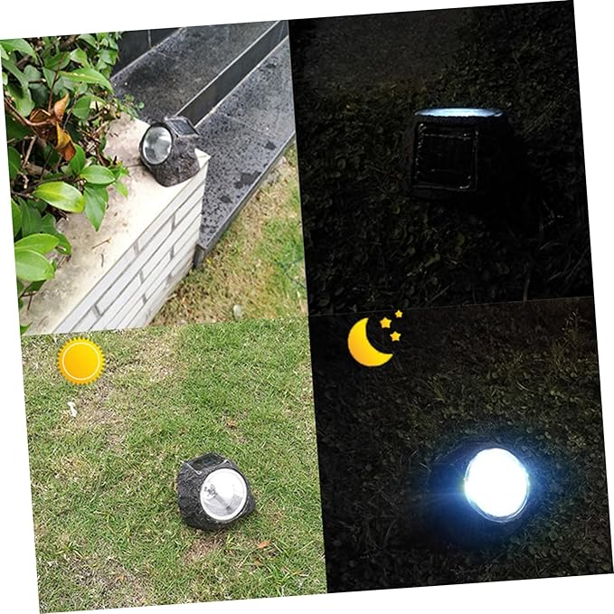 2pcs Led Solar Lights for Outdoor Solar Spotlight Stone Appearance Garden Lawn Pathway Lighting