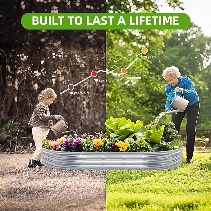 Galvanized Raised Garden Bed 8x4x1 FT Thickening Planter Boxes Outdoor Raised Beds for Gardening Easy Assembly Large Garden Bed for Vegetables Fruits Flowers (2-Pack)