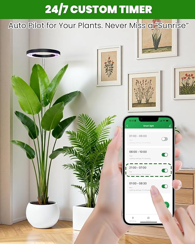 Plant Grow Lightyadoker Smart Plant Light Compatible with AlexaGoogle for Indoor PlantsHeight AdjustableCustomized Light BrightnesssMultiple Timers