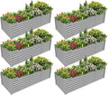6 Pack 8x3x2FT Galvanized Raised Garden Bed Kit Rectangular Metal Ground Planter Box Outdoor Bottomless Planter Raised Beds for Vegetables Flowers Herbs Fruits Gray
