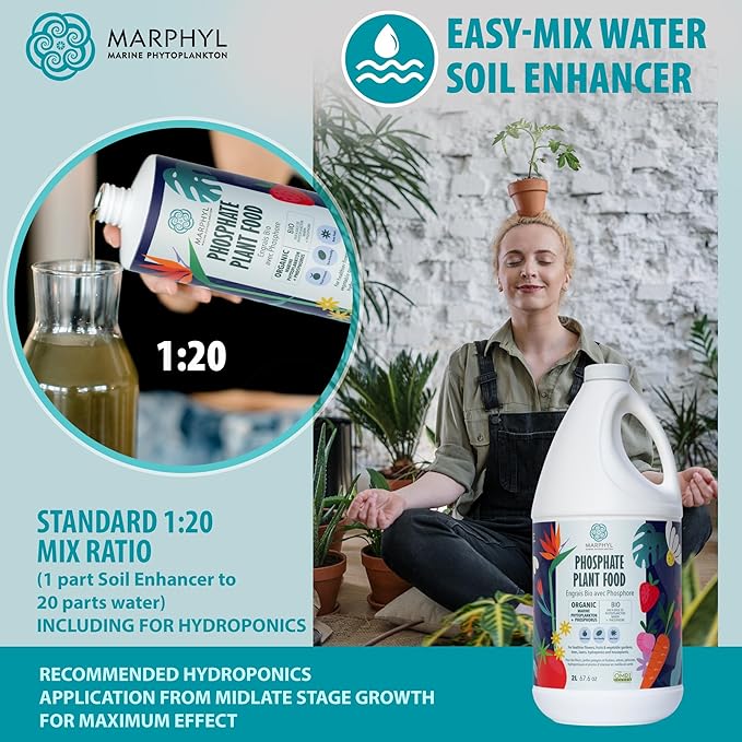 MARPHYL Organic Liquid Phosphate Soil Enhancer – Phosphorus Fertilizer for Root Development &amp Bloom Support Ideal for Garden Flowers Vegetables Succulents &amp Hydroponics