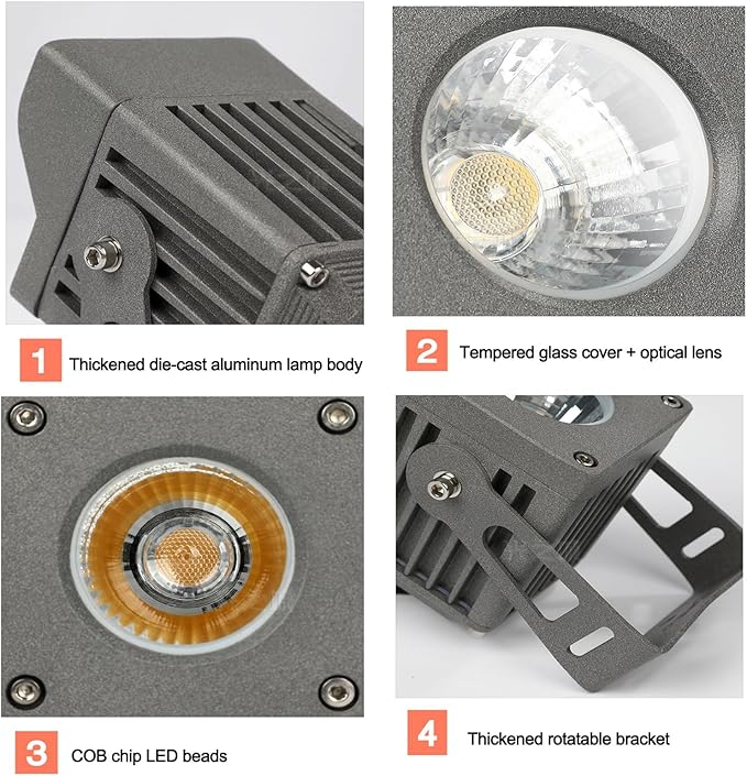 LED Spot Lights - Landscape Flood Lights IP65 Outdoor Waterproof Long-Range Spotlight AC220V COB Tree Lighting LED Beam Spotlights Villa Courtyard Lawn Lighting(WhiteB-10W(220V))