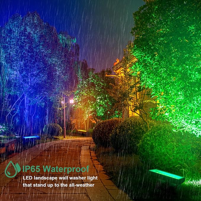 144W LED Wall Washer Light RGBW 5000K Color Changing LED Uplight Outdoor for Landscape Lighting 120V Square Dimmable Floodlight Waterproof for Church Building Wall Party Hotels 120V