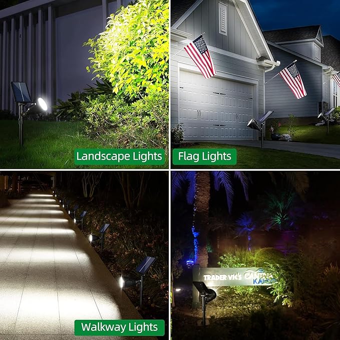 JSOT 600 LM Solar Spotlights Outdoor for GardenIP65 Waterproof Solar Spot Lights Landscape Lighting for Walkway Wall Garden Backyard Path Pathway Driveway 18LED Beads Cool White 4 Pack