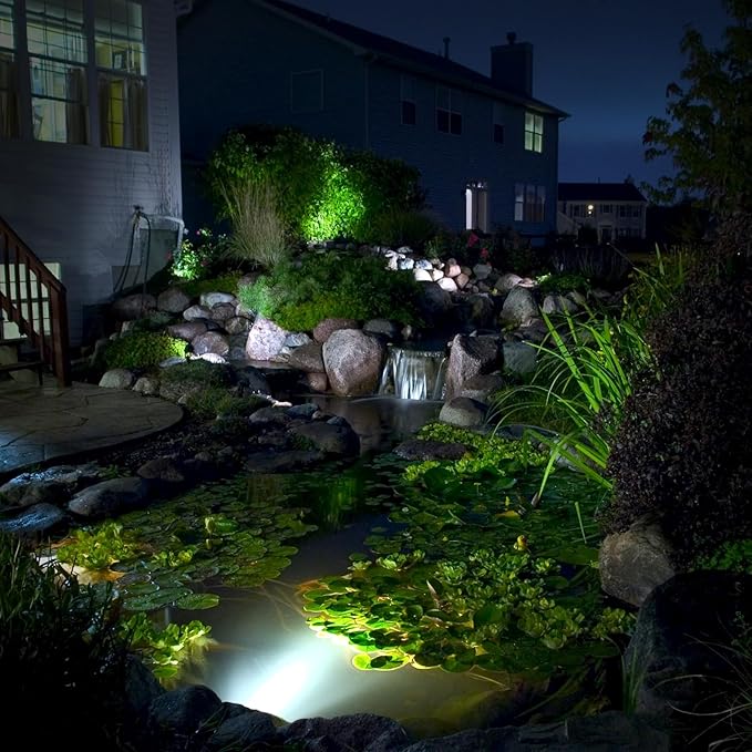 Underwater LED Pond Lights - 9W 5700K Bright White LED Pond Light Works at 12V AC/DC Low Voltage - STAINLESS STEEL IP68 Submersible for Fountains Ponds Waterfalls and Landscape Lighting Purposes