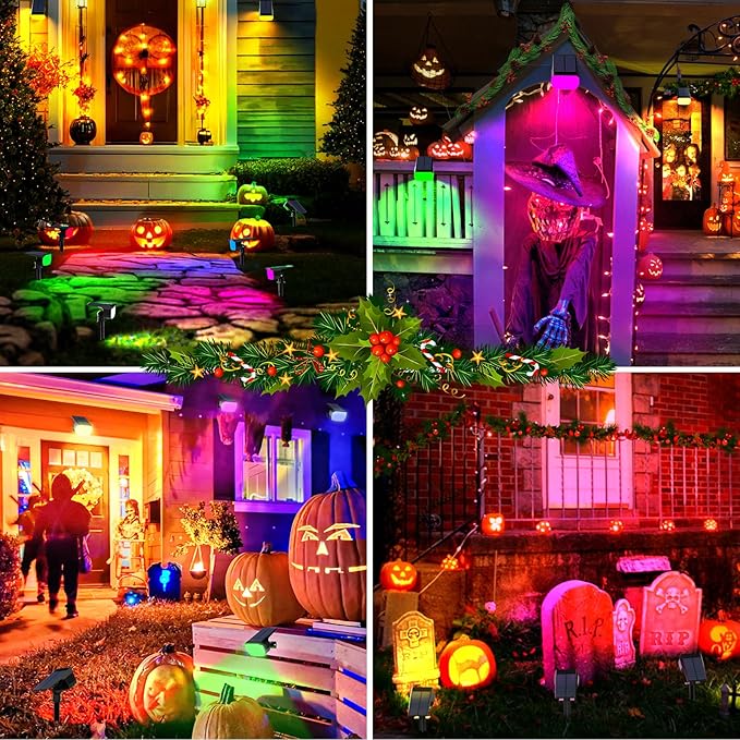 Solar Spot Lights Outdoor Color Changing [7 Mode/6 Pack] Christmas Landscape Spotlights Solar Lights Outdoor Waterproof Solar Led Powered Flood Light for Outside Pathway Yard Garden Walkway
