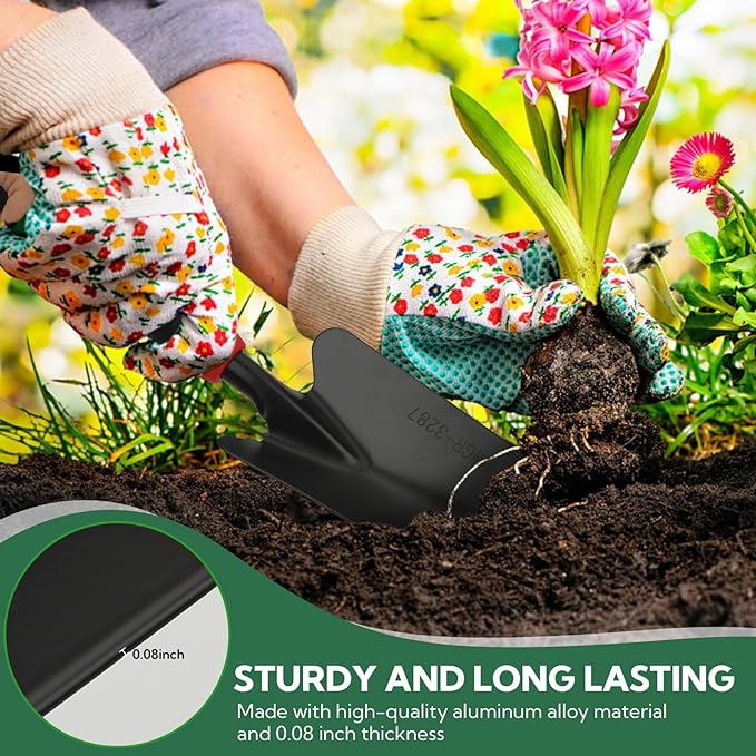 10 Pack Garden Tool Set - Carbon Steel Heavy Duty Gardening Set with Non-Slip Handles &amp Carry Bag Garden Hand Tools Gift for Women and Men