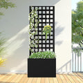 FENCY Metal Planter Box with Trellis Planter Trellis for Climbing Plants Vegetable Vines Trellis with Planter Box &amp Privacy Screen Raised Garden Bed with Drainage Holes (23.6 L x 63 H/Lattice