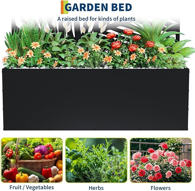 Metal Planter Box with Trellis 71X47X16 Privacy Planter for Patio Large Raised Garden Bed with Privacy Screen for Climbing Plants with Drainage Holes 15.7 Deep Planting Bed