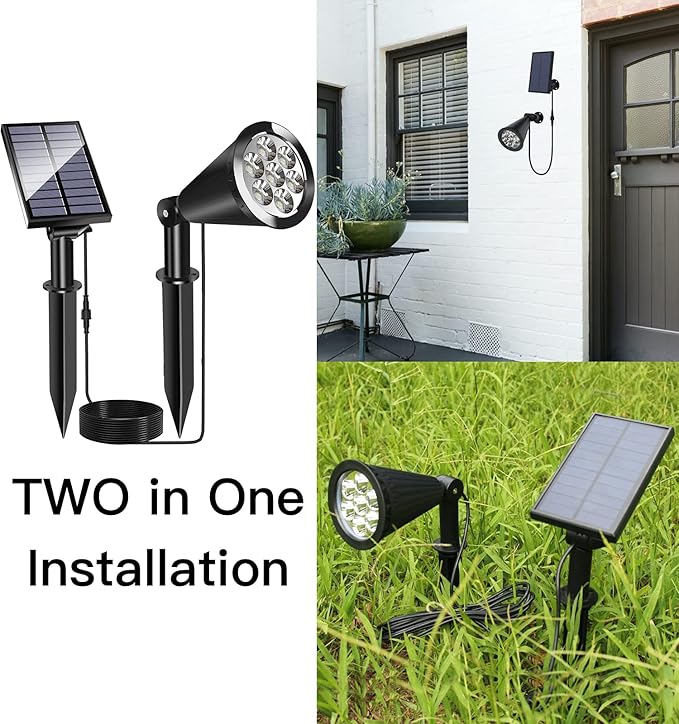 MEIHONG Solar Spot Lights Outdoor Warm White LED Landscape Lamp Dusk to Dawn 2-in-1 Solar Spotlight for Trees Lights for Garden Porch Walkway Patio (4 Pack)