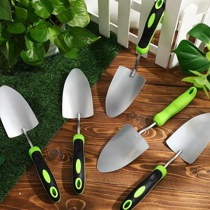 30 Pcs Garden Shovel Aluminum Alloy Heavy Duty Trowel Small Digging Shovels Metal Hand Trowel Spade with Soft Handle for Garden Lawn Yard Planting Tool (Wide ShovelGreen)