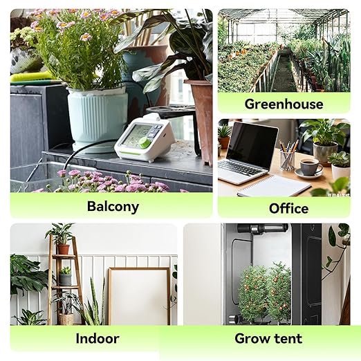RAINPOINT Large Display Automatic Plant Waterer Indoor for Pot PlantCycle &amp Soak Mode Vacation Self Watering Drip Irrigation System Device Kit Herb Garden Greenhouse Grow Tent Water 10-15 Plants