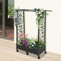Rolling Planter with Trellis Raised Garden Beds Plastic Planter Box on Wheels Modern Vegetable Flower Privacy Planter Box 50.98inch Tall for Garden Backyard Balcony Patio Indoor Outdoor Brown