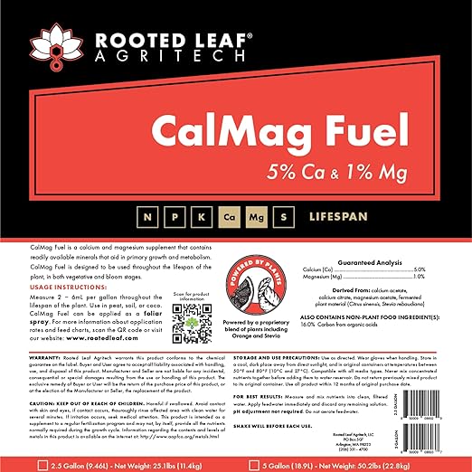 CalMag Fuel - Calcium and Magnesium Supplement with Zero nitrogen Water Soluble do not Adjust The pH for Soil Coco peat and foliar Spray - 5 Gallon