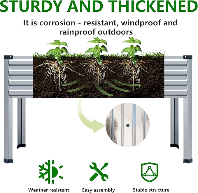 Galvanized Raised Garden Bed with Legs2PCS 48×24×30in Elevated Planter Box for BackyardOutdoor Garden Patio Balcony 350lb CapacitySilver