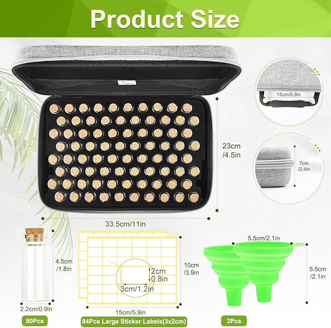 【80 Slots】 Seed Storage Organizer Sturdy Seed Organizer Storage Box with Dual Zipper Bag and 84Pcs Label Stickers Glass Seed Storage Container for Flower Vegetable Plants Garden Seeds Saving