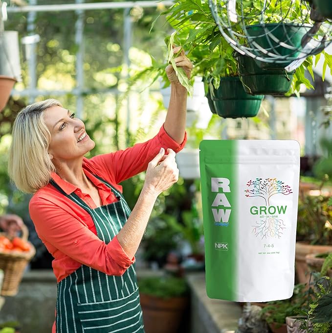RAW All in One Grow Fertilizer 8oz | Water Soluble Plant Food for Hydroponics Soil &amp Indoor Plants All Purpose Nutrients for Vegetative Growth Garden &amp Vegetable Fertilizer