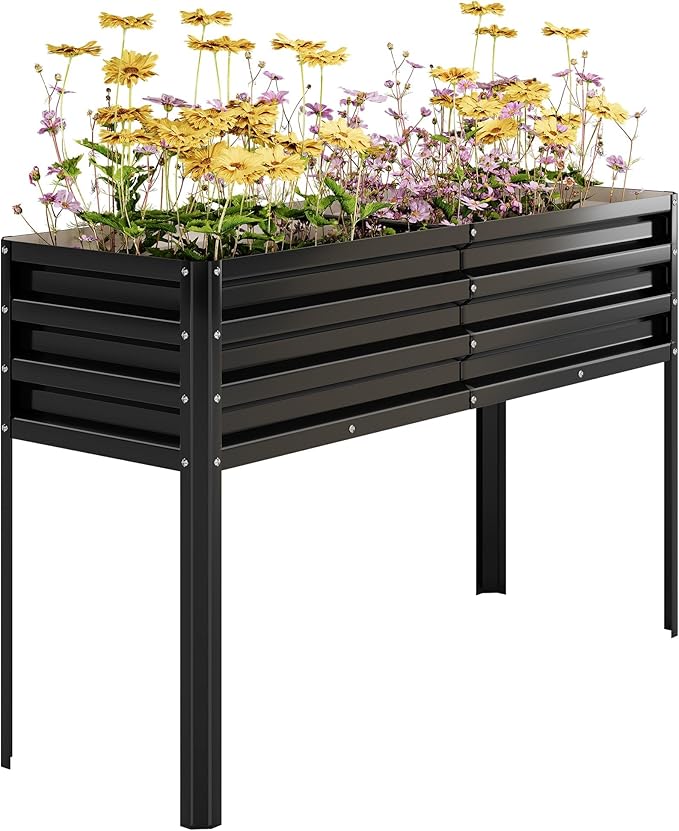 IDEALHOUSE Galvanized Raised Garden Bed with Legs 50×17×32 in Large Elevated Planter Box for Outdoor Plants Sturdy Metal Raised Garden Beds for Vegetables Flowers &amp Herbs