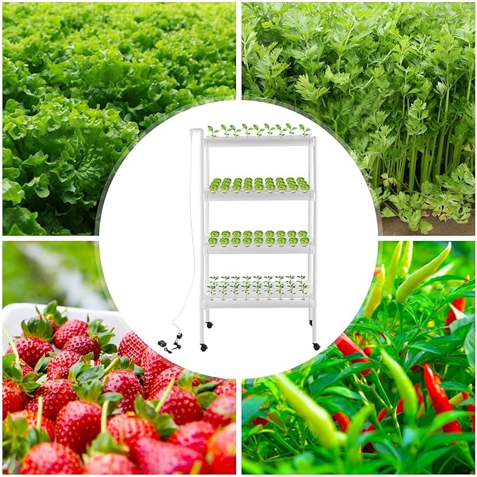 108 Plant Sites Hydroponic Grow Kit with Wheels 4 Layers 12 Pipes Gardening System Grow Kit with Water Pump Timer for Vegetables Flowers Fruits Herbs