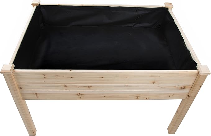 Raised Fir Wood Garden Planter - 48L x 24W x 30H - Tool Free Assembly - By Trademark Innovations