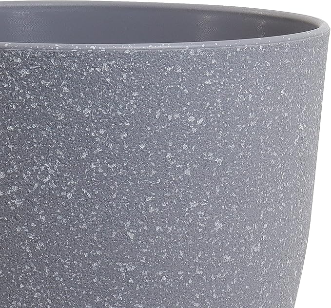 WOUSIWER Plant Pots 10/9/8 inch Set of 3 Modern Decorative Plastic Planters with Drainage Holes and Saucers for House Plants Indoor Flowers Plants Grey Speckles