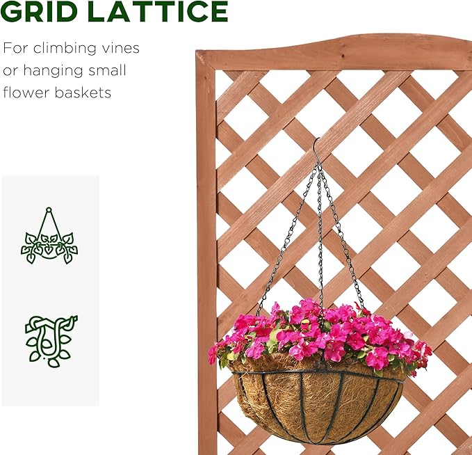 Wooden Raised Garden Bed with Trellis 46 Planter Box to Grow Vegetables Herbs and Flowers for Backyard Patio Brown