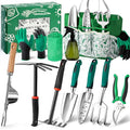 Garden Tool Set for Women 12pcs Heavy Duty Gardening Tools Cute Gardening Supplies Gifts for Women Mom Garden Hand Tools with Fashion Organizer Handbag Garden Tools for Gardening Planting Green