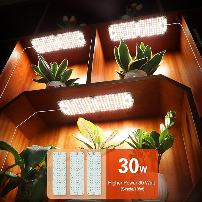 3Pack Panel Grow Lights for Indoor Plants Seed Starting Vegetables Pot Plants Bonsai with Timer Ultra-Thin Under Cabinet &amp Shelf Full Spectrum LED Plant Growing Lamps Multi-Panels Free Conne