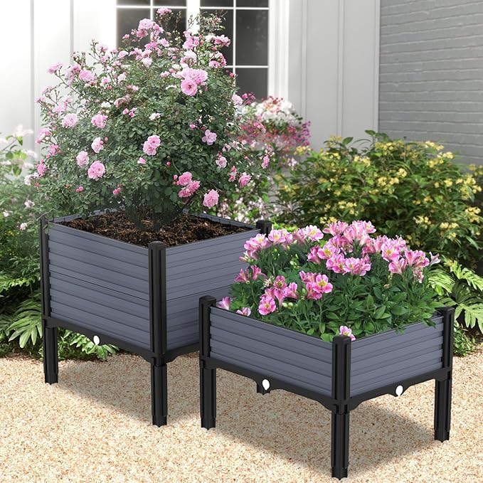 Planter Box Raised Garden Bed with Reinforced Support Rods Drainage Grid Multi-Combination Options for Vegetables Flowers and Herbs Ideal for Balcony and Patio Gardening