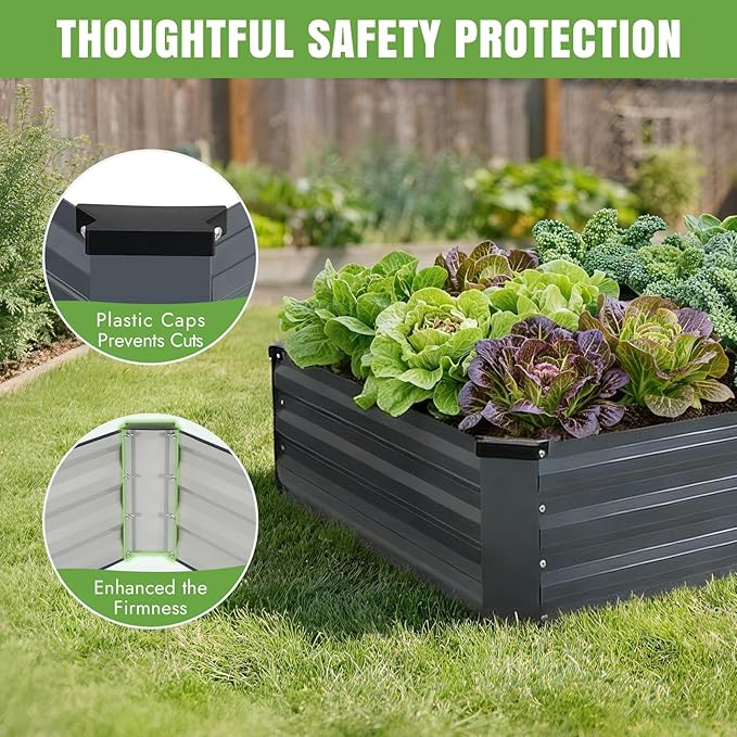 INNO STAGE Galvanized Raised Garden Bed Kits 6x3x1ft Metal Raised Garden Beds Outdoor Steel Raised Planter Bed with Gloves for Vegetables &amp Flowers Patio Ground Planter Box(Grey 2PCS)