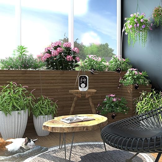 JAKEMY Automatic Drip Irrigation KitMini Size Big Power Houseplants Self Watering System with 1-23 Hour &amp 1-30 Day Interval Programmable Timerfor 15 Potted Plants Clear