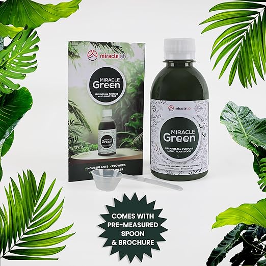 Miracle Green Fast-Acting Liquid Plant Food - Special Formula with Tree Sap &amp Yucca Plant Extract - All-Purpose Fertilizer for Houseplants Flowers Fruits Vegetables &amp Trees (16 oz)