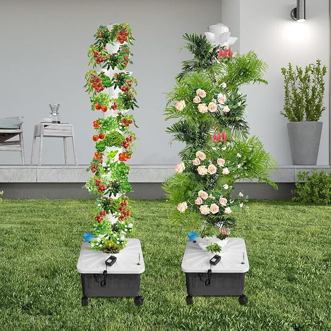 Hydroponics Growing Tower14-Layer 70 Slots Indoor Garden TowerPlants Germination Kit Indoor Vertical Planter - for Apartment Detached House