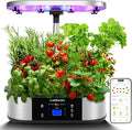 WiFi 12 Pods Hydroponics Growing System Indoor Garden with APP Controll and 3 Planting Modes Up to 30 48w 120 LED Light Automatic Water-Adding Fertilization Timer Silent Pump GS1 Max
