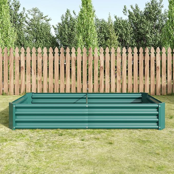 6x3x1FT Galvanized Metal Raised Garden Bed Rectangle Outdoor Planter Box for Vegetables Flowers Herbs Fruits Multi-Purpose Backyard Patio Planter Raised Beds Green