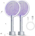 Electric Fly Swatter Racket 2 Pack 2 in 1 Bug Zapper with USB Rechargeable Base 4000 Volt Mosquito Killer with 3-Layer Safety Mesh for Pest Insect Control for Indoor、Office、Backyard、Camping
