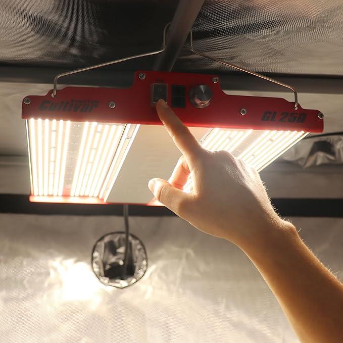 GL250 250 Watt 120 Volt Plug LED Aluminum Grow Tent Lamp Compact Plant Light Fixture for Indoor Cultivation Red (2 Pack)