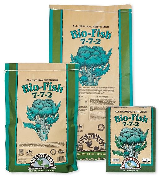 Down To Earth All Natural Fertilizers Organic Bio-Fish - Plant Food for Corn Broccoli Kale Trees and Shrubs 7-7-2 50 lb