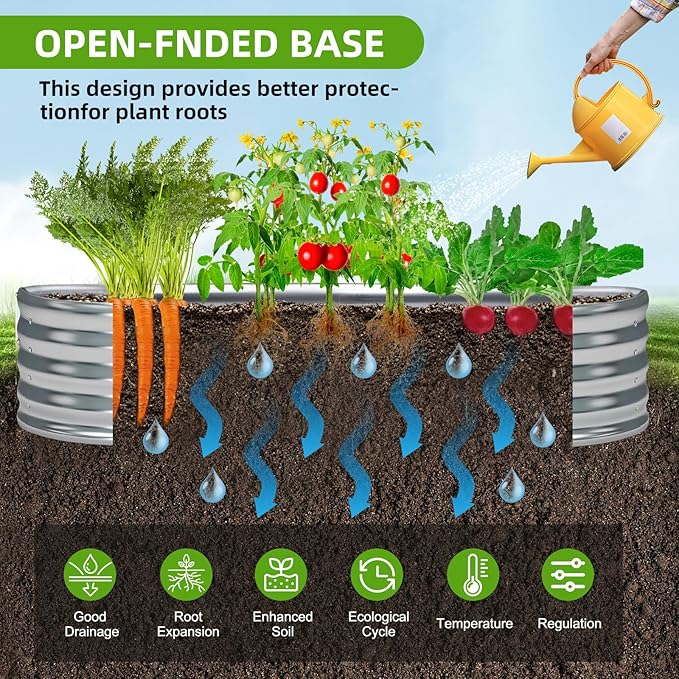 Galvanized Raised Garden Bed 8x4x1 FT Thickening Planter Boxes Outdoor Raised Beds for Gardening Easy Assembly Large Garden Bed for Vegetables Fruits Flowers (2-Pack)