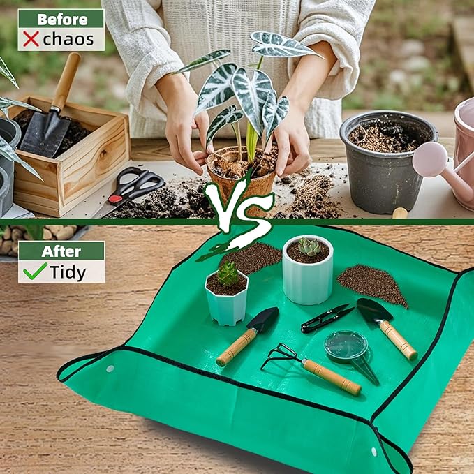 18-Piece Gardening Kit with Bonsai Tools Succulent &amp Herb Planting Set Pruning Shears Seed Trays Waterproof Mat – Durable BPA-Free Indoor &amp Outdoor Garden Tool Set Gift