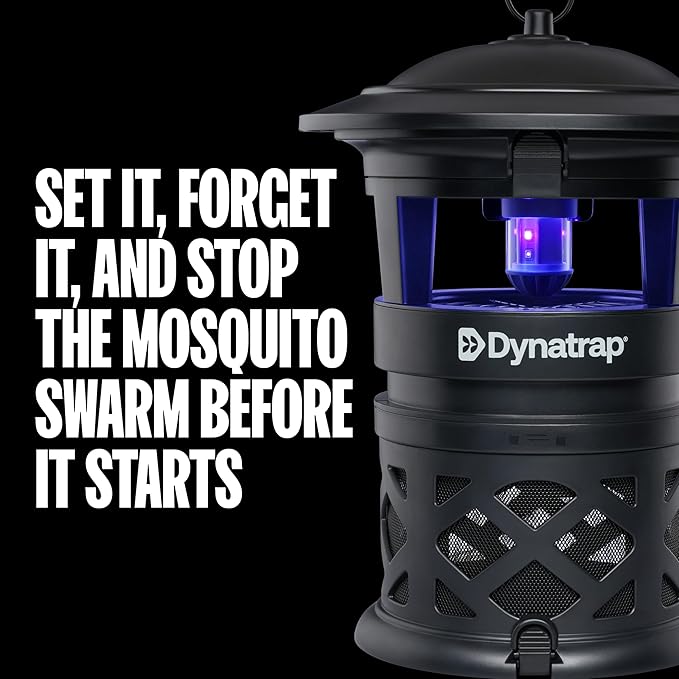 Dynatrap DT1130SR 1/2 Acre Mosquito &amp Flying Insect Outdoor Trap and Killer – Kills Mosquitoes Flies Wasps Gnats &amp Other Flying Insects - Bug Zapper Alternative – Black