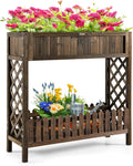HAPPYGRILL Wooden Raised Garden Bed 2-Tier Elevated Planter Box Stand with Legs Storage Shelf 35.5” Height Carbonized Fir Wood Garden Bed for Vegetable Fruit Herb Flower