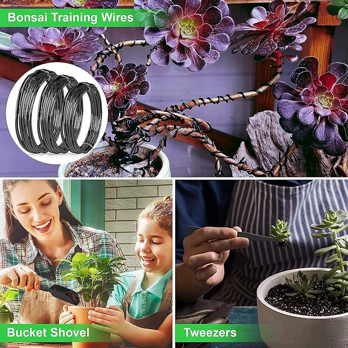 24 pcs Multifunctional Garden Tool Set New Stainless Steel Succulent Pruning Weeding Scissors Glove Liner Potting Tools with Hard Case
