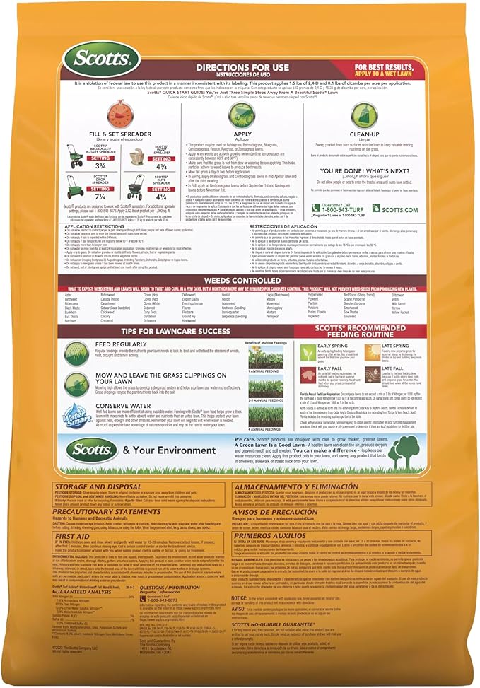 Scotts Turf Builder WinterGuard Fall Weed &amp Feed5 Weed Killer Plus Fall Fertilizer 4000 sq. ft. 11.28 lbs.
